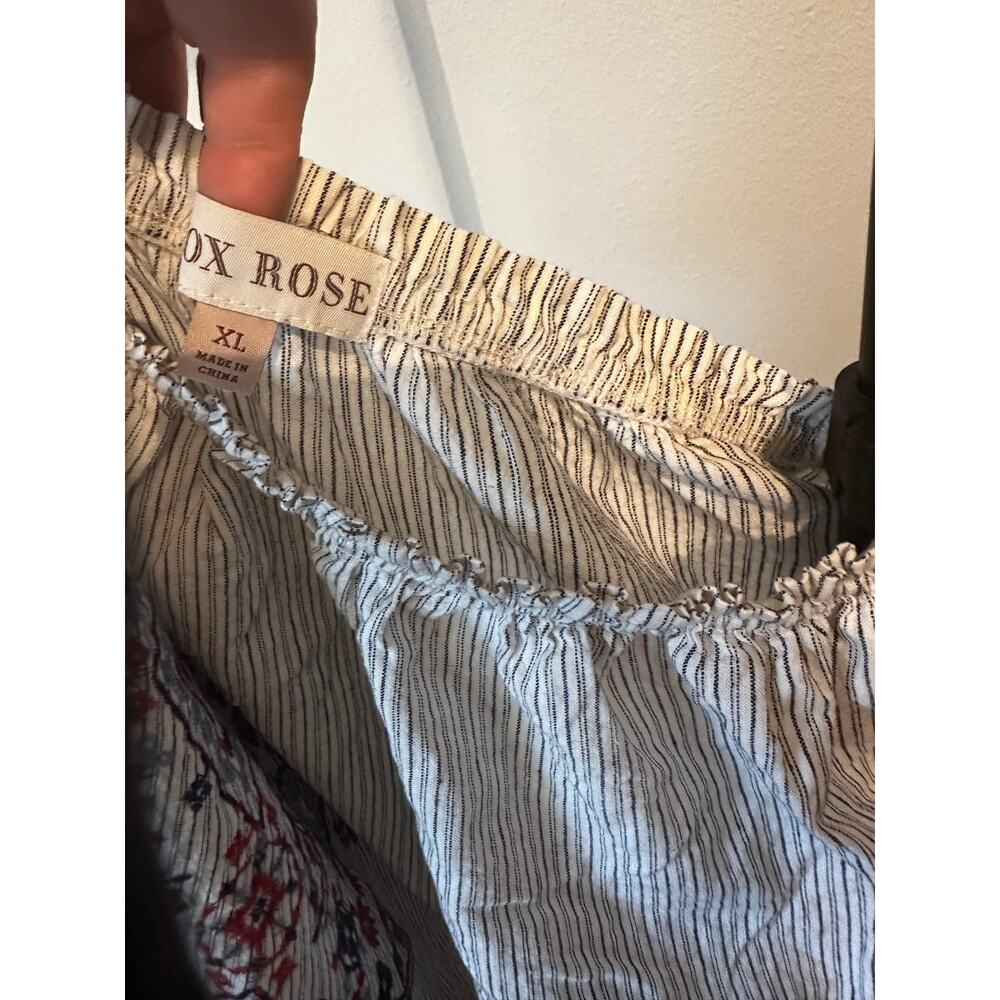 Knox Rose Striped Embroidered Off The Shoulder Boho Blouse Size XL - Picture 5 of 10